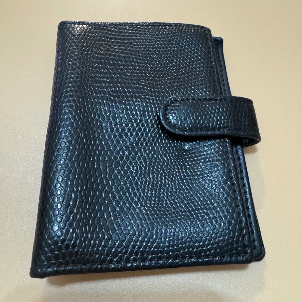 Vintage Lederer‎ Italy Genuine Lizard Skin Black Exotic Leather Bifold Wallet